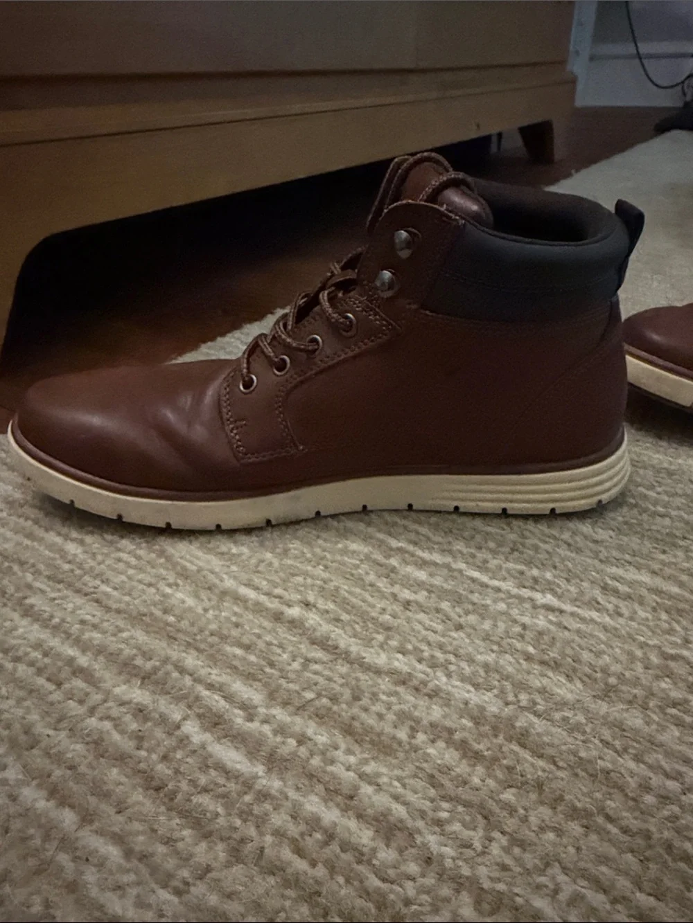 Goodfellow & Co Brown Lace-Up Leather Boots with Contrast Sole